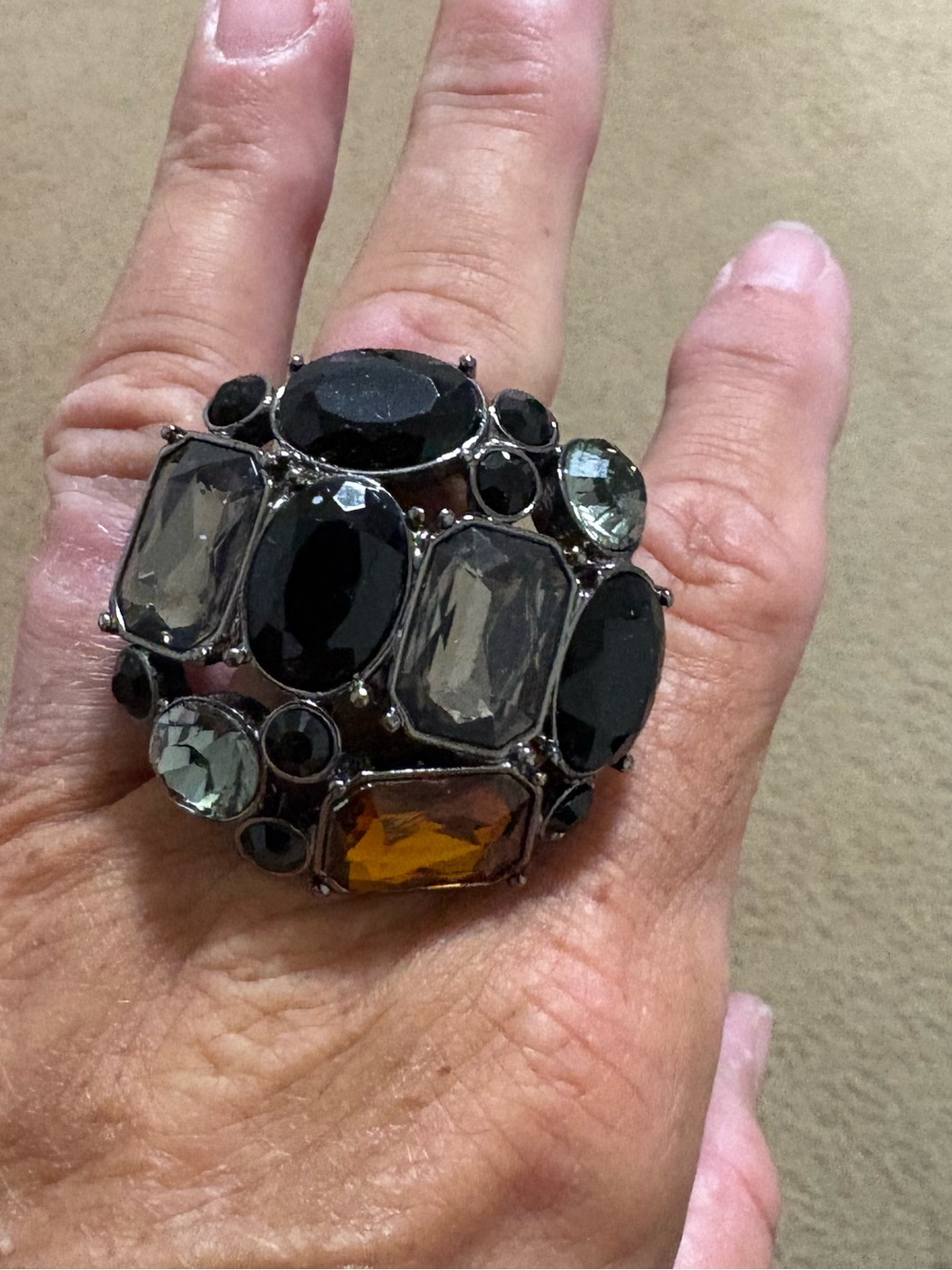 Nolan miller multicolor stone cocktail ring Sz 8